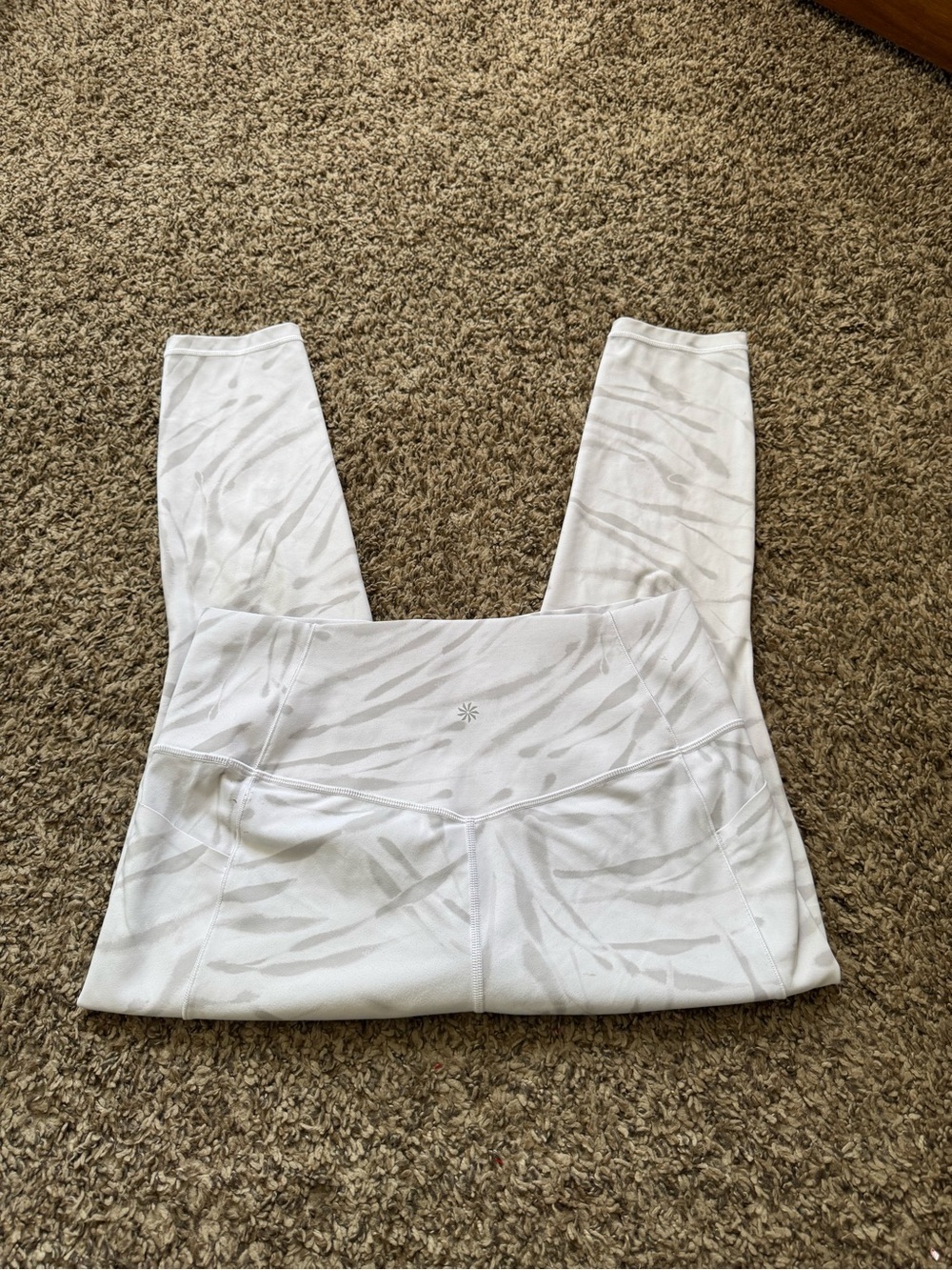 Athleta White Light Gray Animal Print High-Rise Leggings